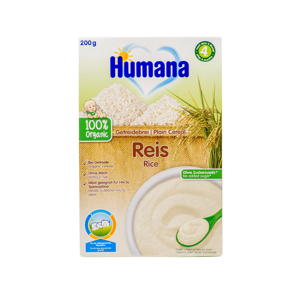 front view of rice cereal package